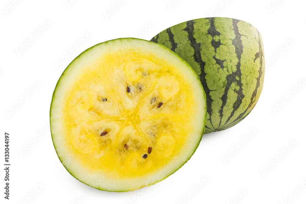fresh yellow watermelon on white fresh yellow watermelon on white