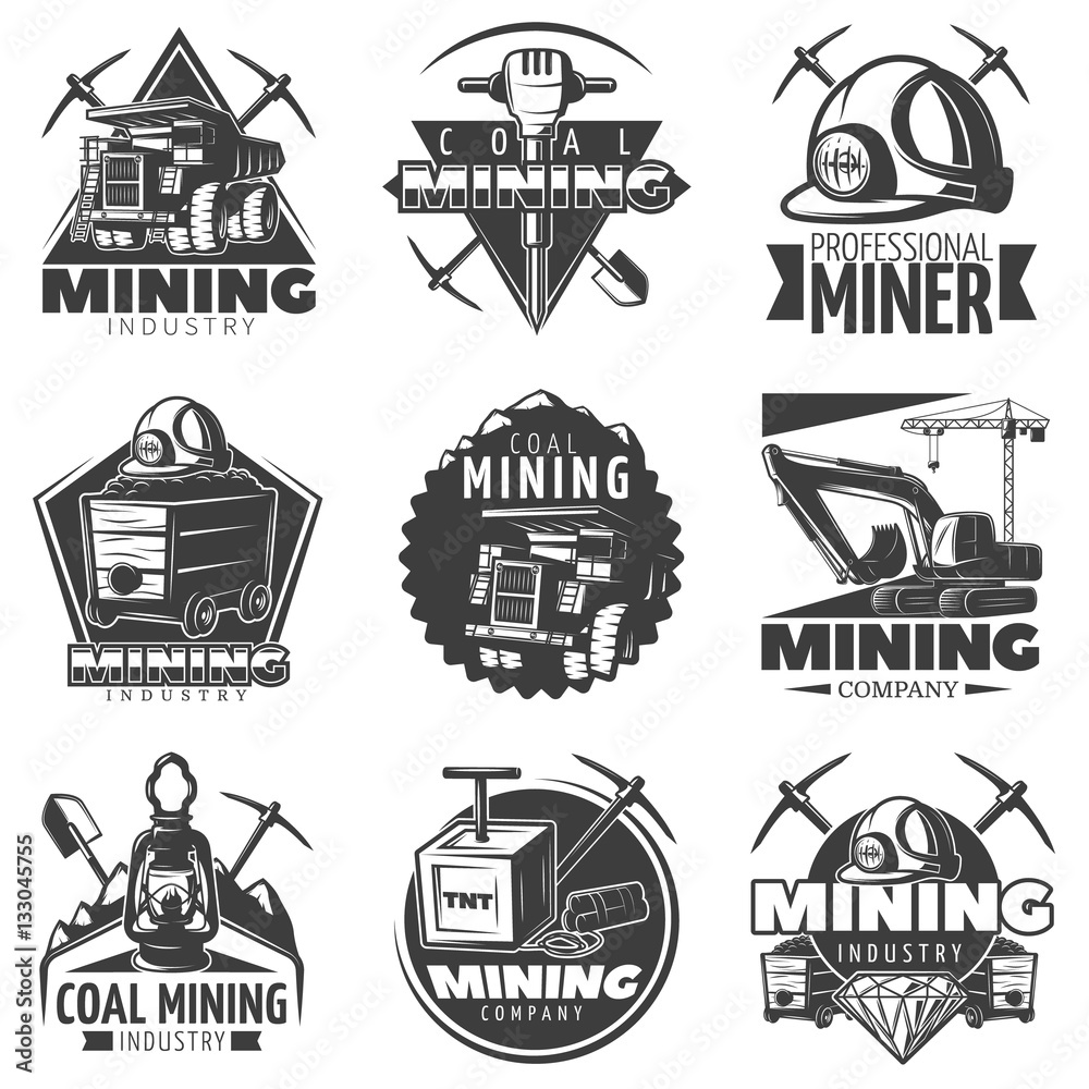 Vintage Mining Labels Set