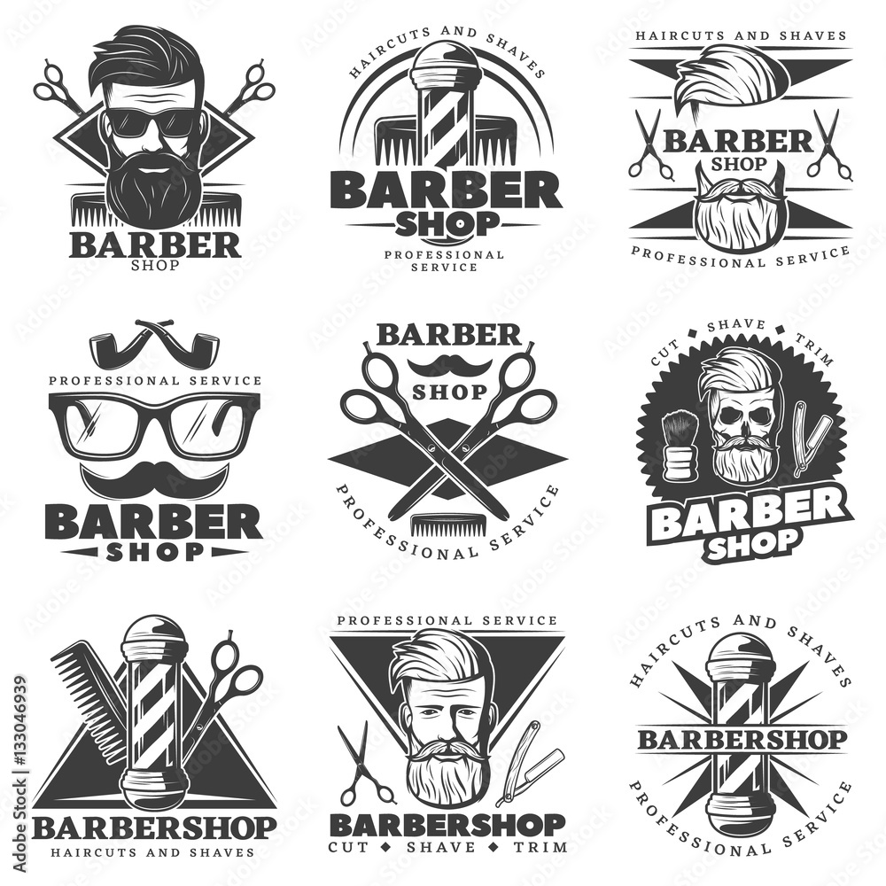 Vintage Barber Hipster Labels