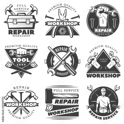 Vintage Repair Workshop Label Set