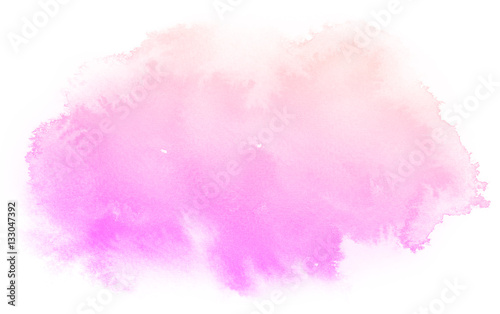 Abstract pink watercolor on white background.The color splashing on the paper.It is a hand drawn.