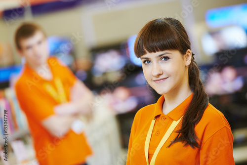 female seller assistant in hardware shop