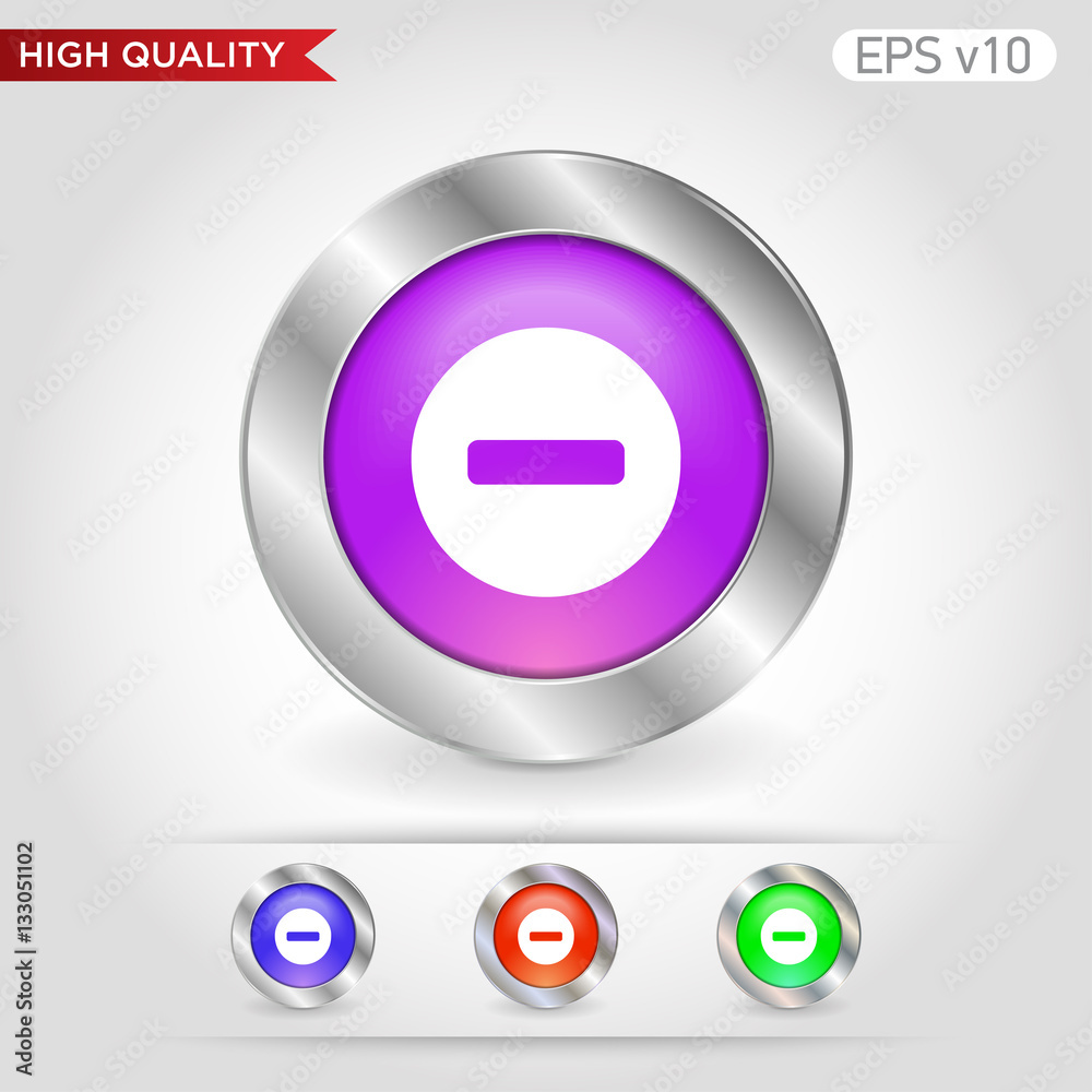 Colored icon of minus symbol with background Colored icon of minus symbol with background