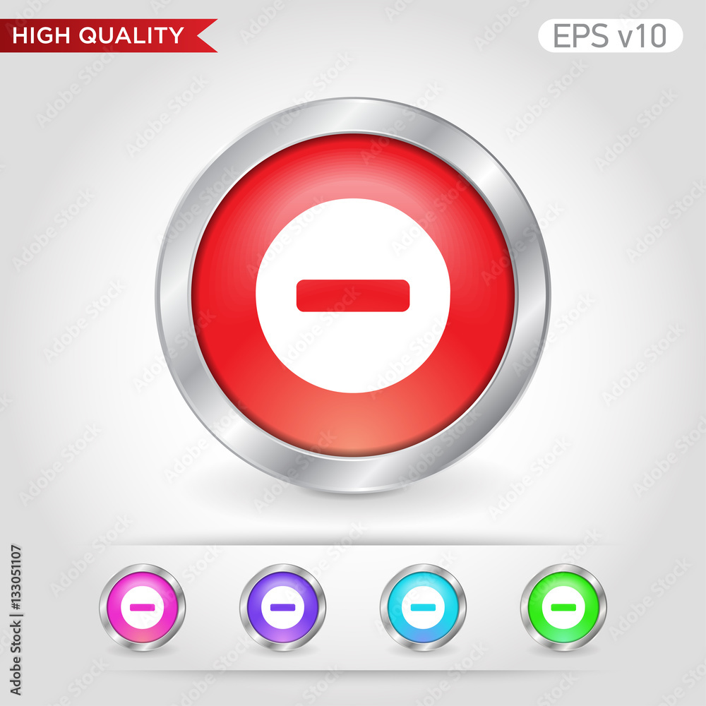 Colored icon of minus symbol with background Colored icon of minus symbol with background