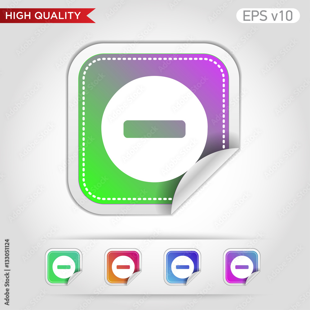 Colored icon of minus symbol with background