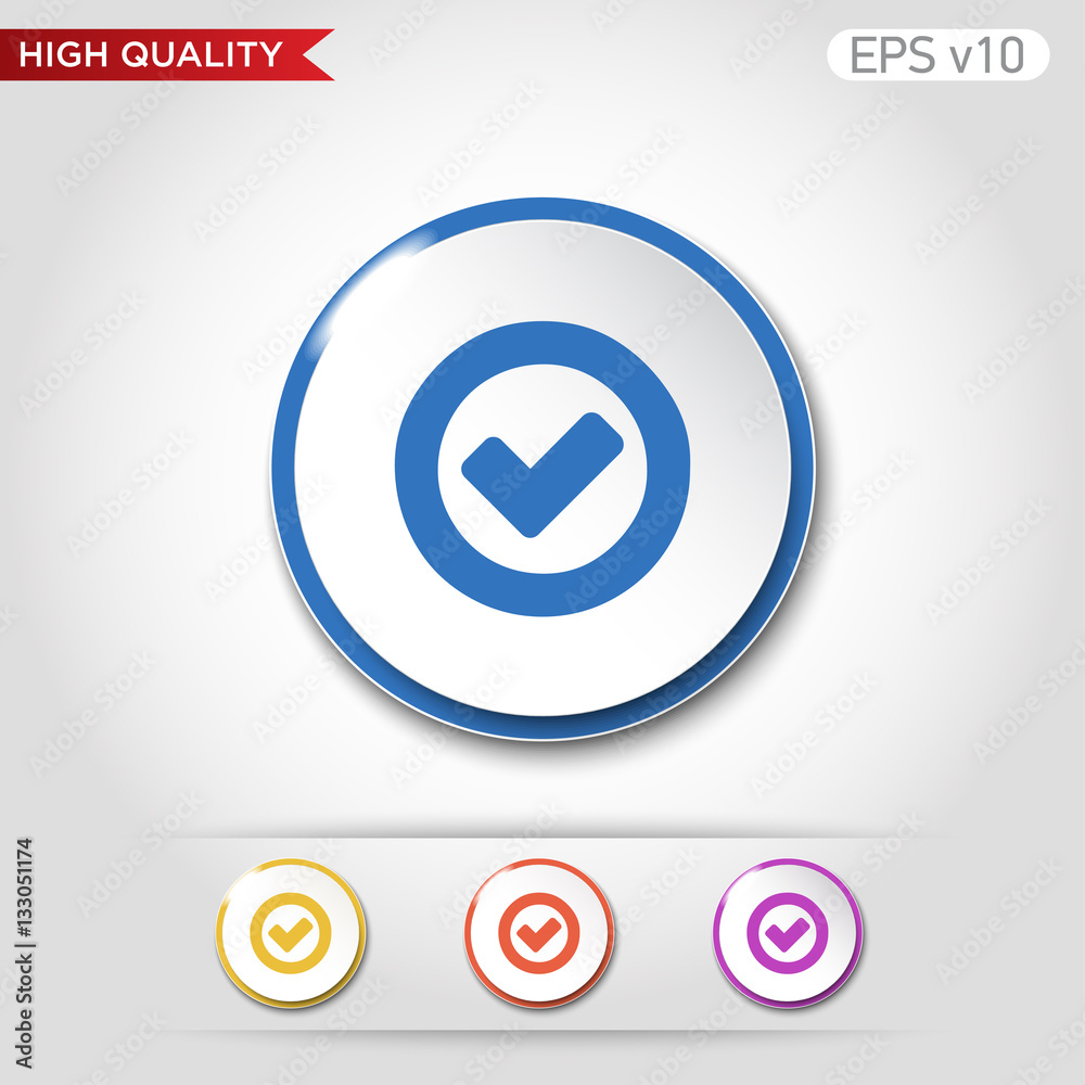 Colored icon of check symbol with background Colored icon of check symbol with background
