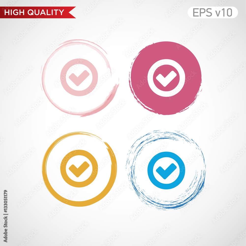 Colored icon of check symbol with background Colored icon of check symbol with background