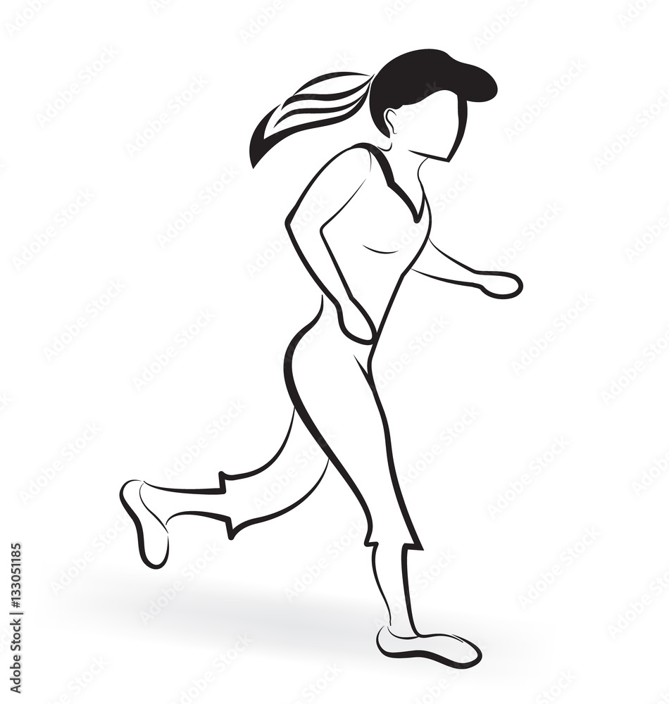 Sporting running girl logo vector 