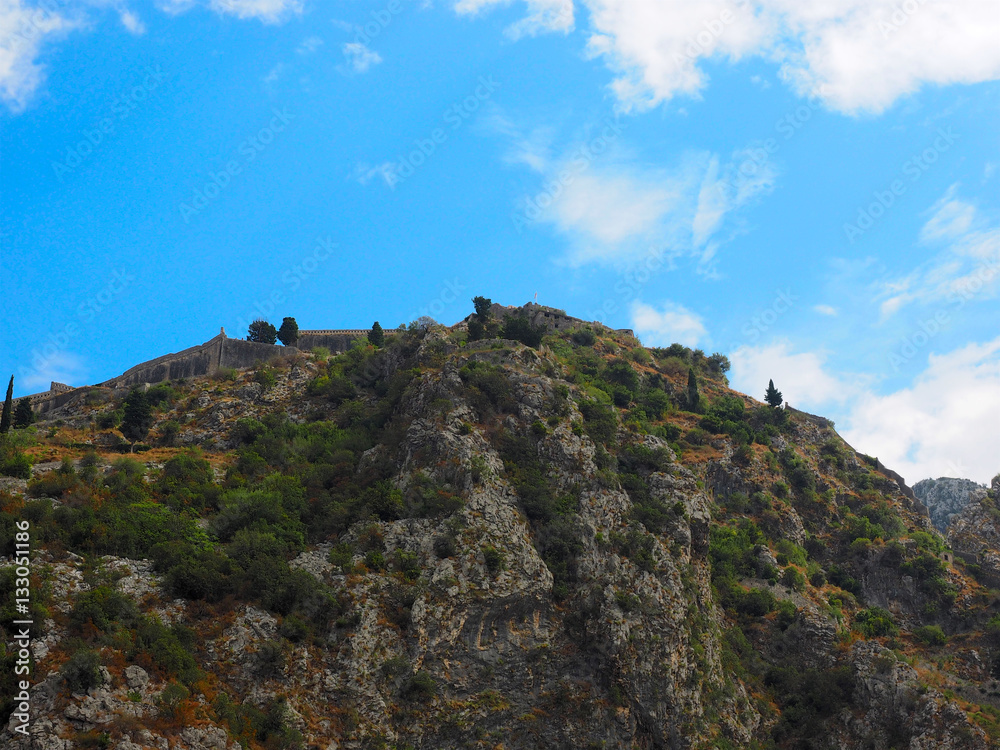 Kotor wall on mountain top,Montenegro