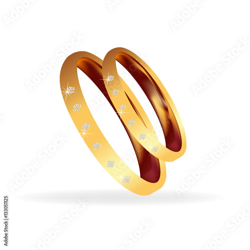 Gold wedding rings and diamonds logo vector