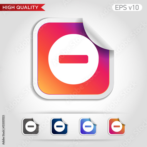 Colored icon of minus symbol with background