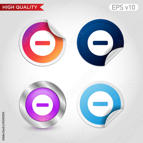 Colored icon of minus symbol with background