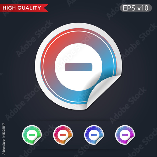 Colored icon of minus symbol with background