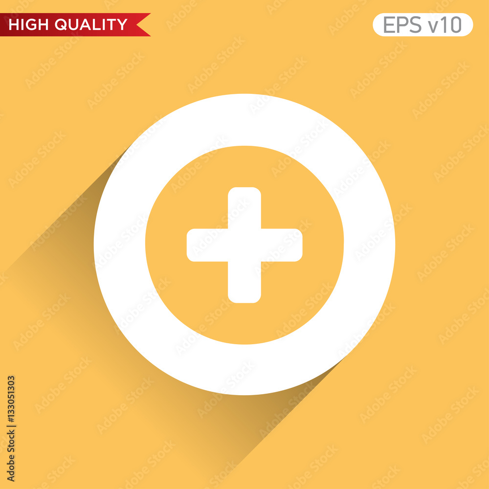 Obraz premium Colored icon or button of plus symbol with background