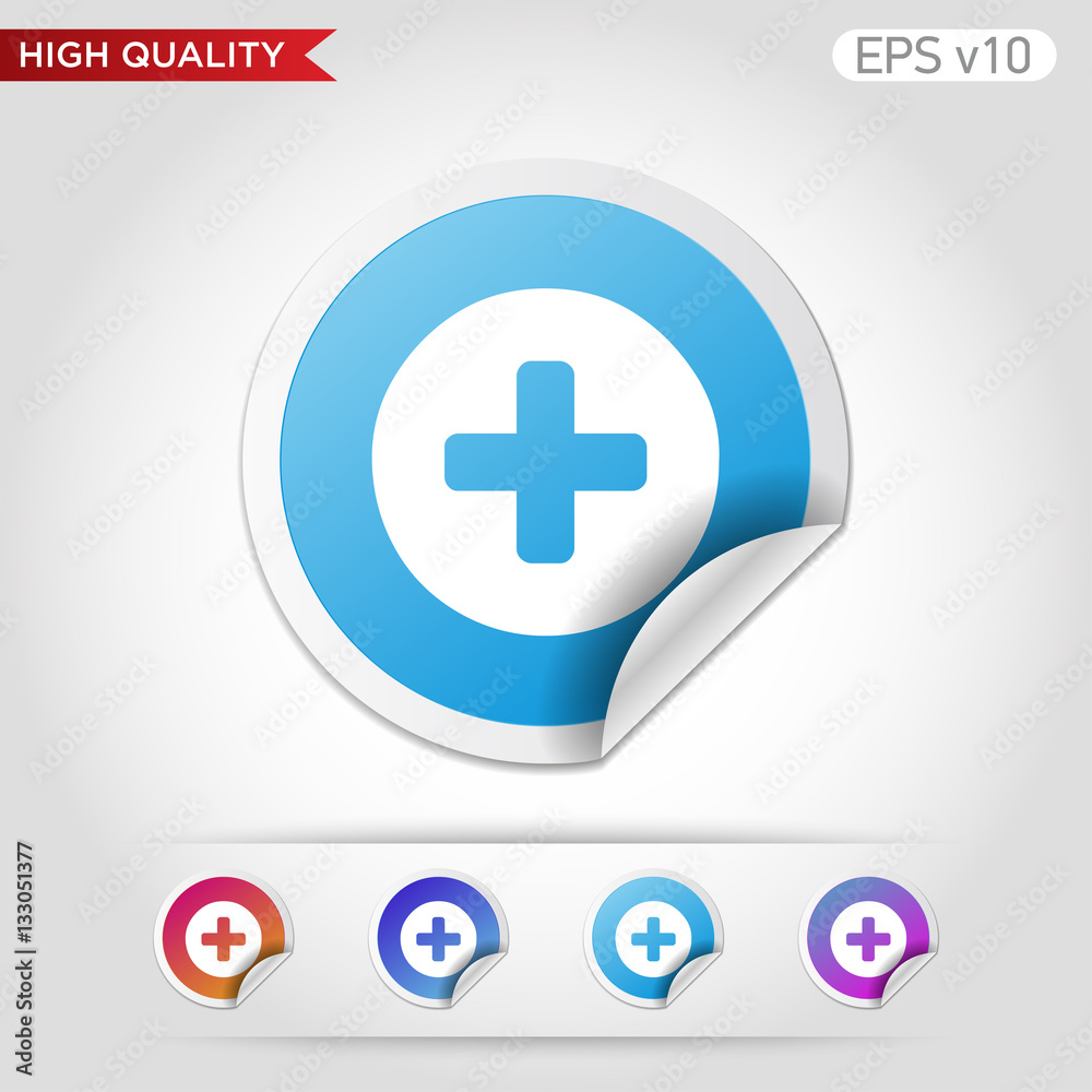 Colored icon of plus symbol with background Colored icon of plus symbol with background