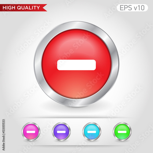 Colored icon or button of minus symbol with background