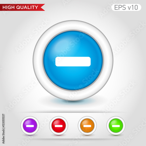 Colored icon or button of minus symbol with background