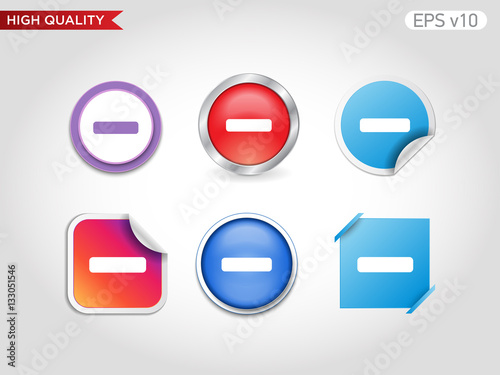 Free Download Colored icon or button of minus symbol with background - GFXLoad
