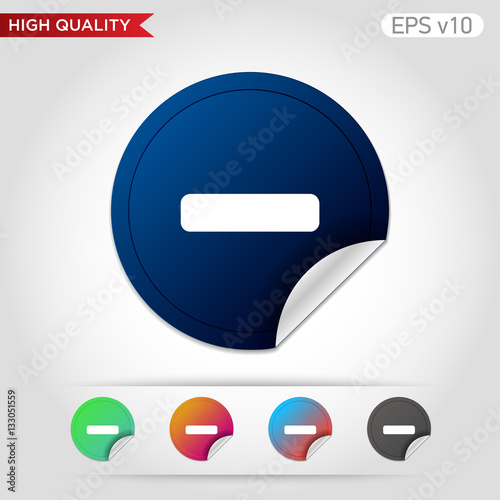 Colored icon or button of minus symbol with background