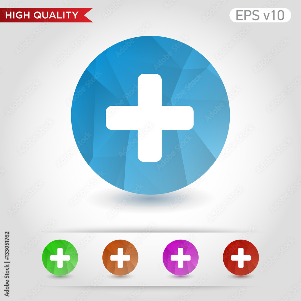 Fototapeta premium Colored icon or button of plus symbol with background