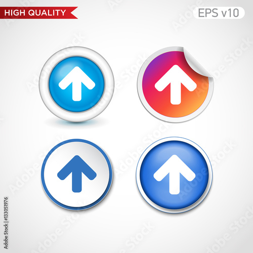 Colored icon or button of up arrow symbol with background
