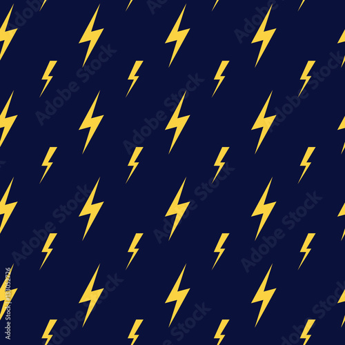 фотографія Yellow vector lightning dark blue seamless pattern