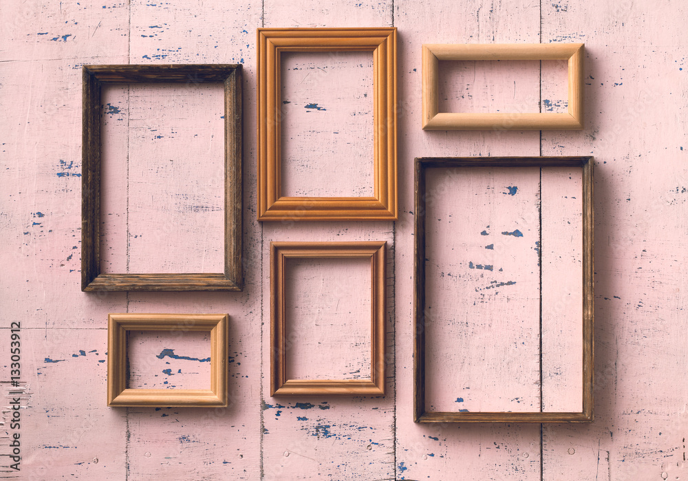 Naklejka premium frames on old wall
