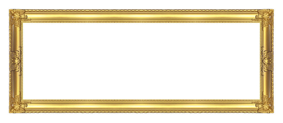 Antique golden frame isolated on white background, clipping path