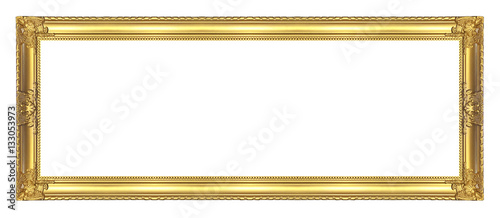Obraz na płótnie Antique golden frame isolated on white background, clipping path w salonie