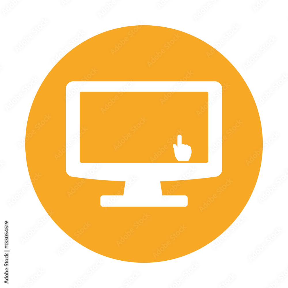 computer and hand pointer icon image vector illustration design computer and hand pointer icon image vector illustration design