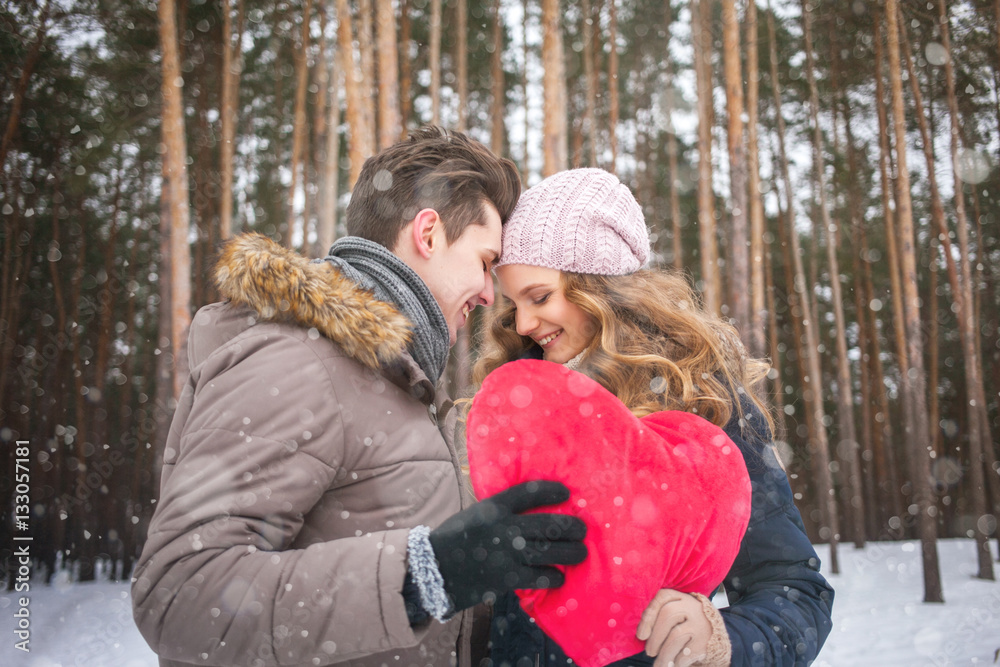 couple in the forest in winter, walk, kiss, hug and hold hands heart
couple in the forest in winter, walk, kiss, hug and hold hands heart