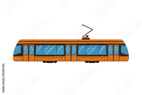 City railway tram transport vector illustration.
