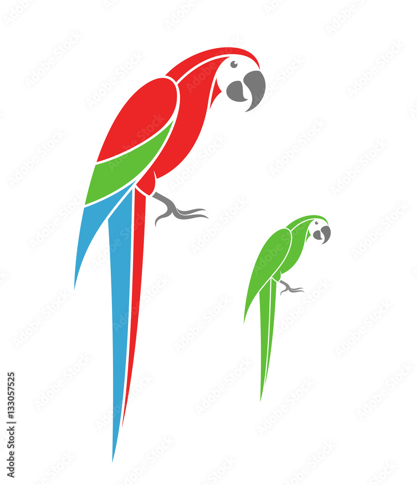 Naklejka premium Macaw parrot and green parrot