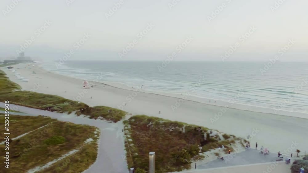 Aerial Drone Panorama South Beach Pointe Park Miami With a Sunrise Sky