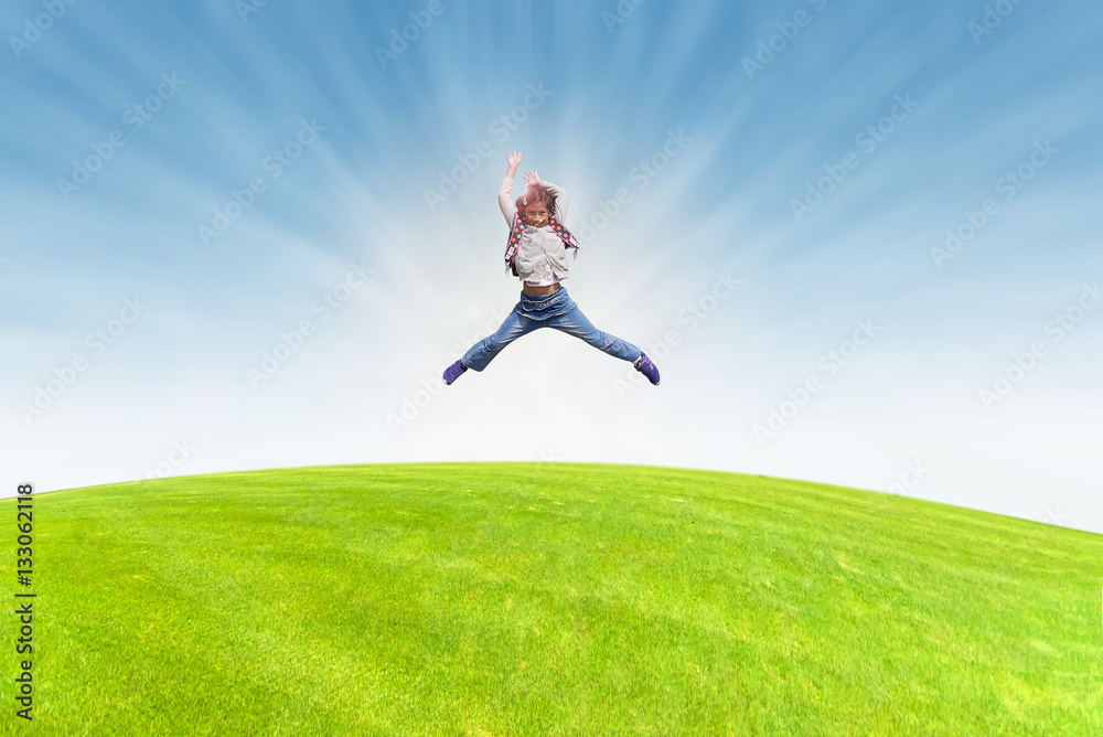 Number 2017 on the green meadow with sun ray Number 2017 on the green meadow with sun ray