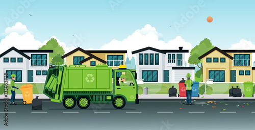 
Garbage truck that employs garbage in the streets.