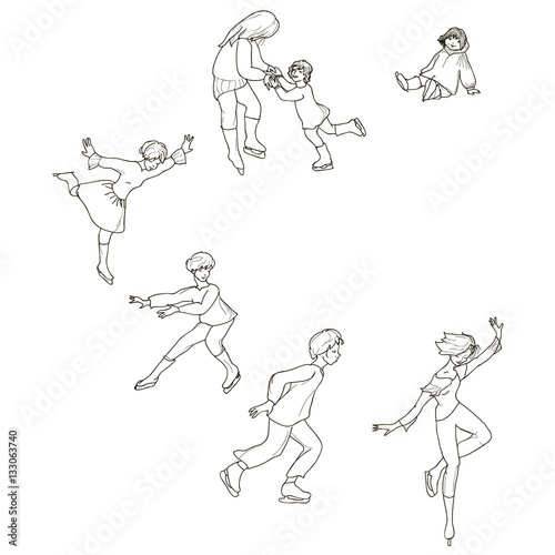 set of graphic shapes skaters