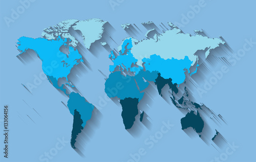 World map with countries blue 