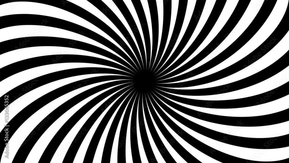 Black and white abstract background with endless spiral. Hypno spiral HD animation.
