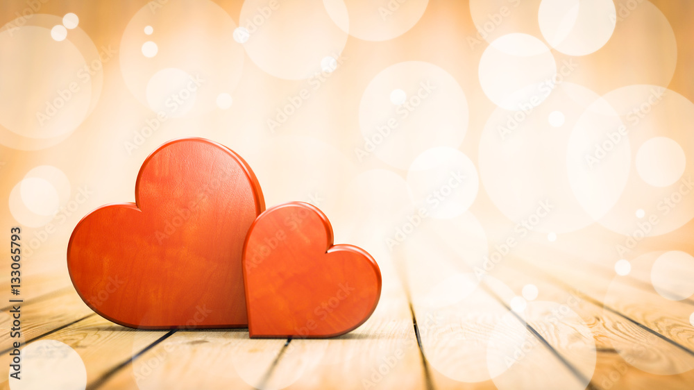 Fototapeta premium schönes Motiv zum Thema Hochzeit, Valentinstag oder Liebe mit zwei Herzen