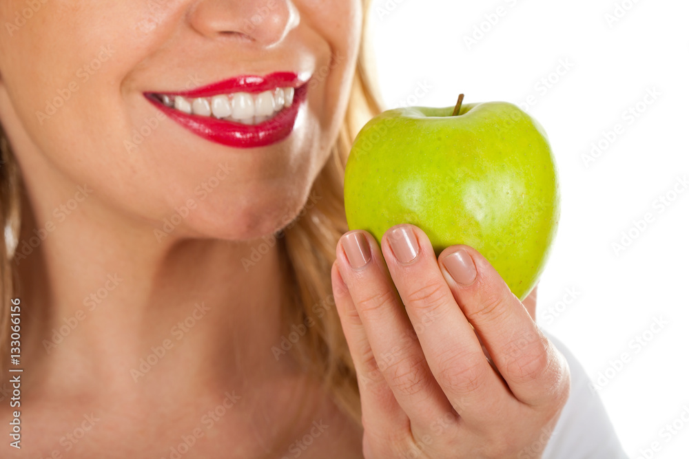 Red lips & fresh green apple Red lips & fresh green apple