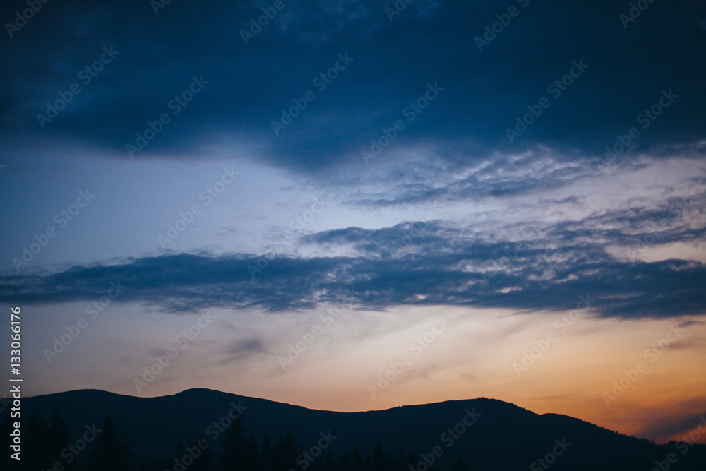 Sunset in the Carpathian mountains. Beautiful mountain view. Sunset in the Carpathian mountains. Beautiful mountain view.