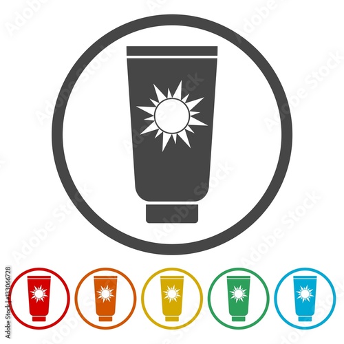 Sun Cream Icon, Sun protect vector flat icon