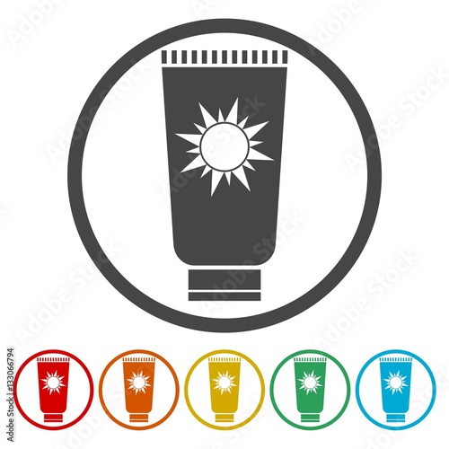 Sun Cream Icon, Sun protect vector flat icon