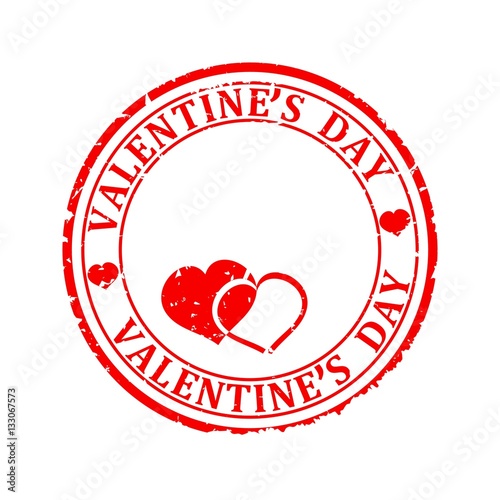 Damaged red stamp with the words -  Valentine's Day - vectror eps