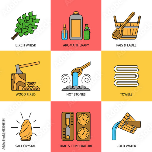 Sauna Theme Icon Set