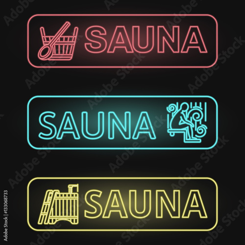 Set of Neon Sauna Banners