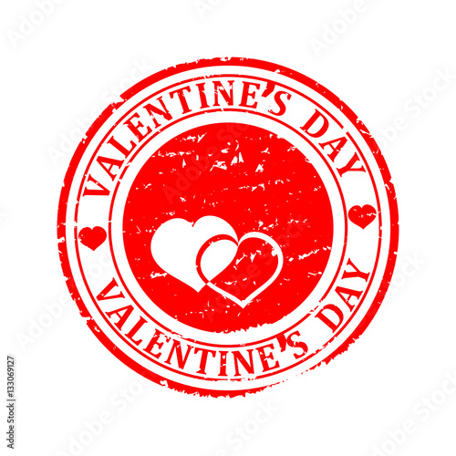 Scratched red round seal with the inscription - Happy Valentine's Day - vector svg
