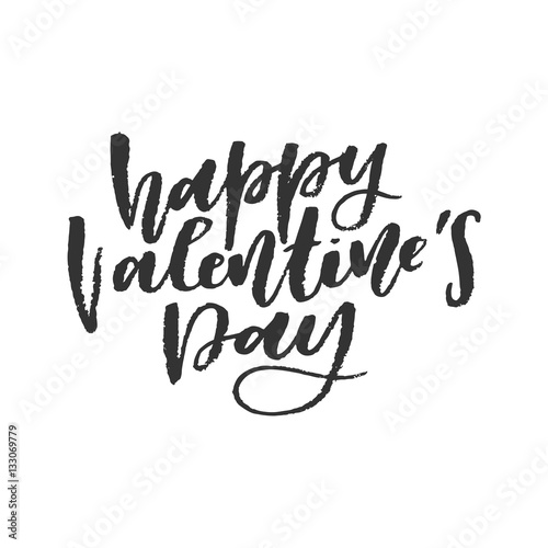 Happy Valentine s day hand lettering. Ink dry brush. Vector illustration