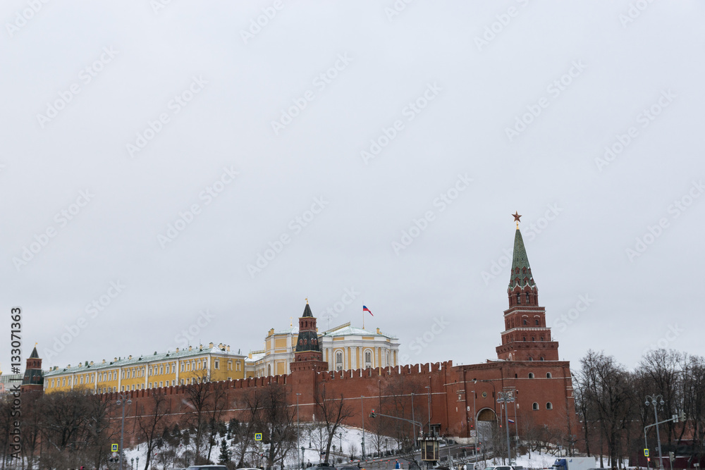 Walls and towers of Moscow Kremlin, Russia

